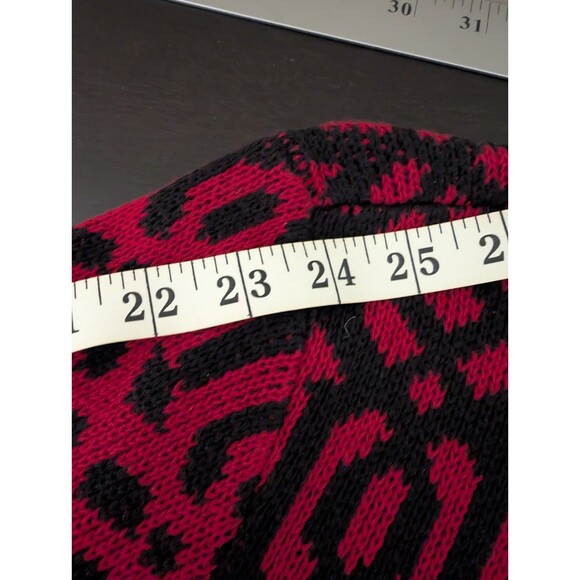 Chicos Women's Sweater Red and Black Faux Leather with Zipper Detail Size 3 - Picture 11 of 16